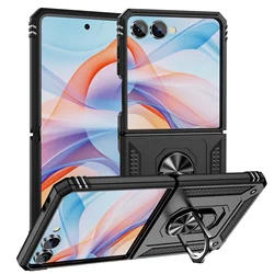 Shockproof Magnetic Ring Stand Protective Phone Case with Hard Shell - Galaxy Z Flip 8 (Black)