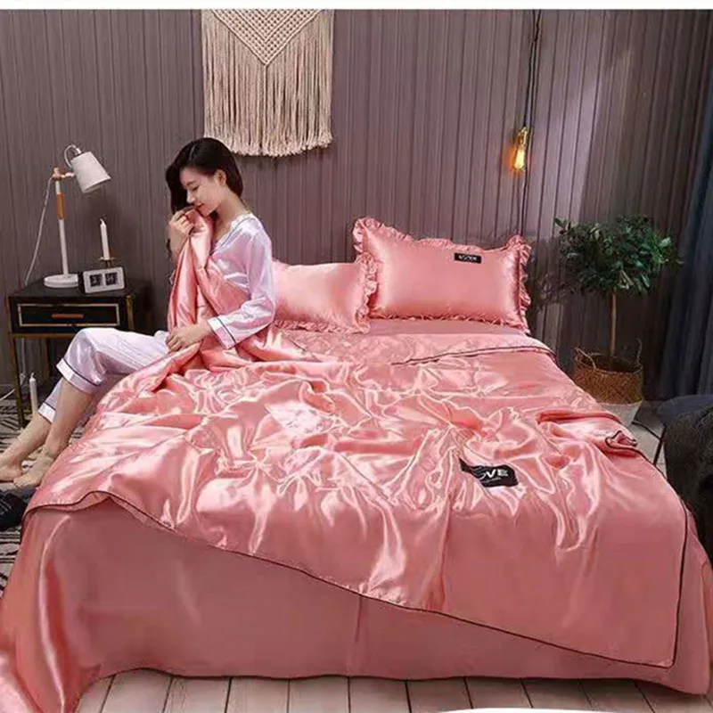 Summer Quilt Summer Quilt Set Bed Comforter 1Pcs Summer Blanket Ice Silk Quilt Washable Cool Feeling Air Condition Thin Duvet Children Twin Queen Bedding