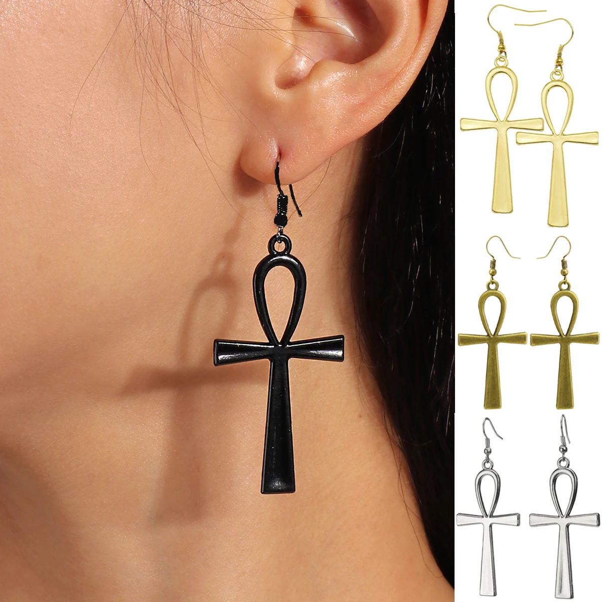 

Винтажные серьги-подвески в виде креста, золотого цвета