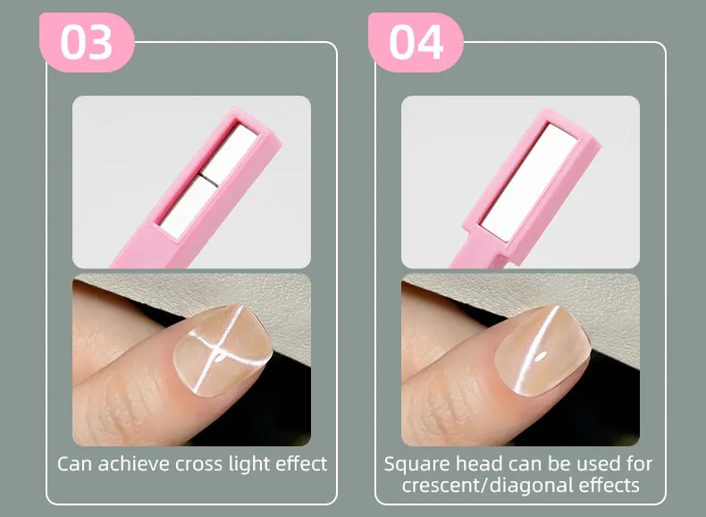 Description Picture 5 of item5 IN 1 Multi-function Cat Eye Nail Magnetic Stick Cross Magnet Board For Cat Eye UV Gel Nail Tool Shiny Nail Art Decal Tools