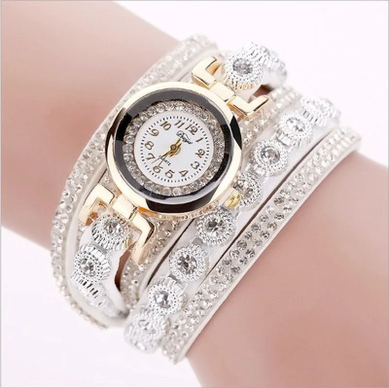 

New Alloy Diamond Ring Bracelet Watch Digital Face Rhinestone Ladies Watch Quartz Watch Women Watch Chain Bracelet Set