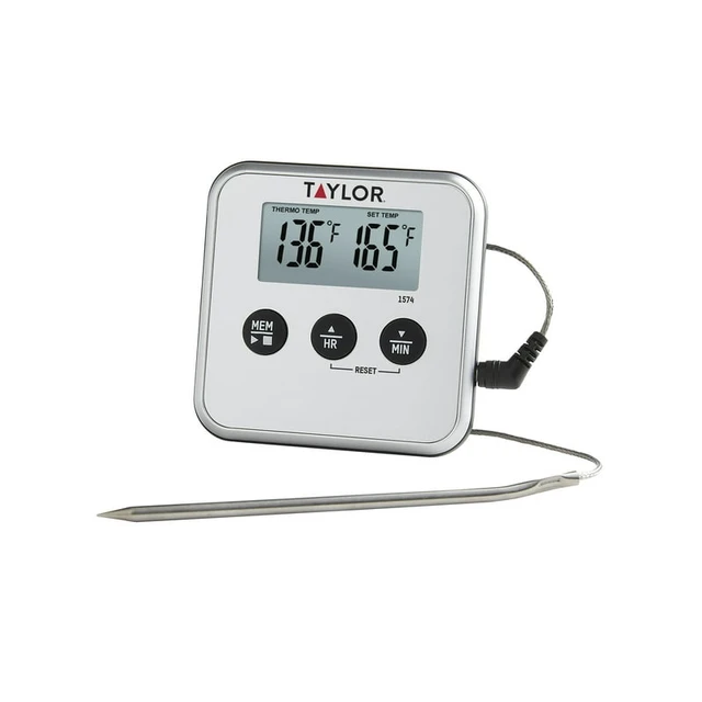 Taylor Digital Probe Meat Thermometer, Black, Compact Size for