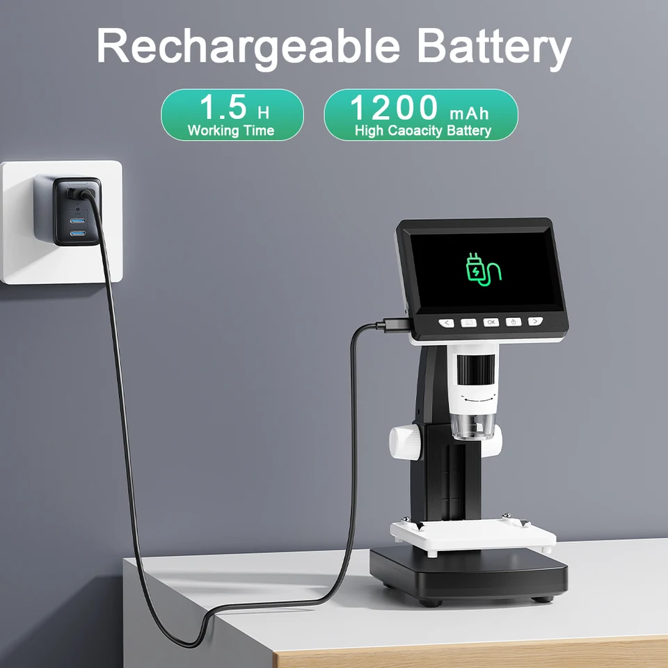 1000倍 4.3インチ LCD デジタル顕微鏡 1080P コイン顕微鏡 8 LEDライト USB 拡大鏡 はんだ付け修理用ビデオ 顕微鏡  4.3インチデジタル顕微鏡 1600倍 2MP コイン顕微鏡拡大鏡 8個のLED付きビデオ電子顕微鏡 はんだ付け電話修理用 1000X デジタル顕微鏡  互換 1080P ビデオ ...