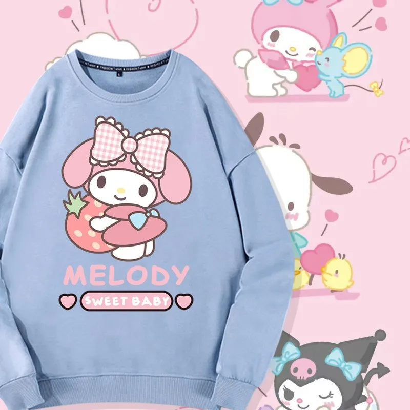 

Cartoon Sanrio Co-branded Round Neck Women's Hoodie Kulomi Laurel Dog Melody Printed Coat Girls Clothes Tide