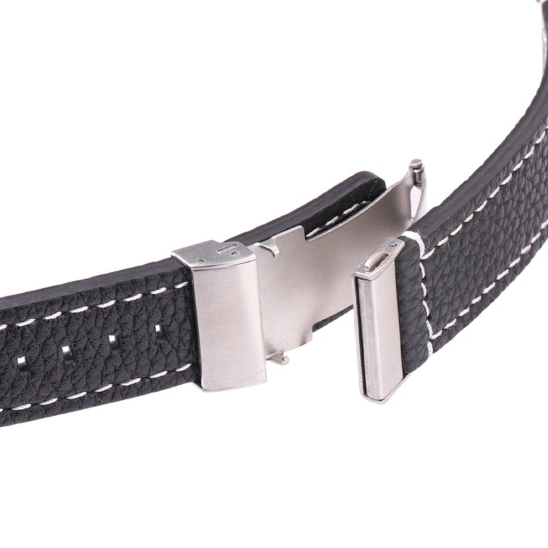Elegant Soft Leather Watchband in Brown & Black with Deployment Clasp