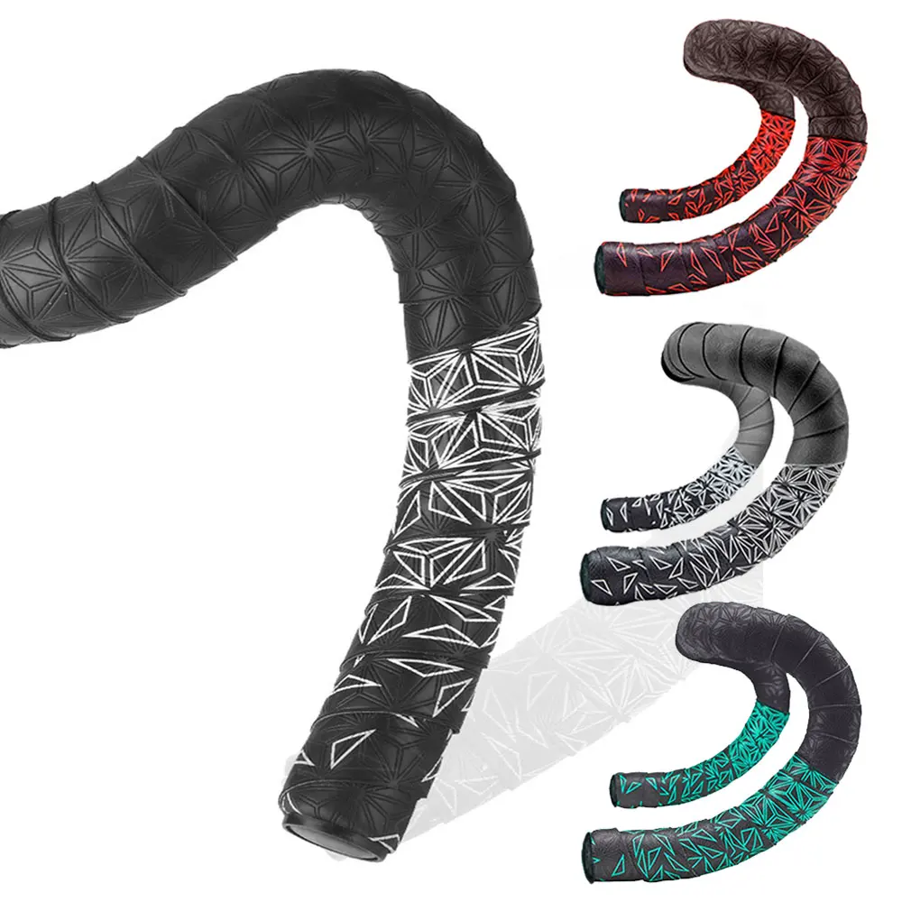 Road Bike Handlebar Tape Anti-Slip PU Shock Handle Bar Tape With Bar End Plugs PU Anti-Vibration Wrap Tape Durable Bar Bartape 1