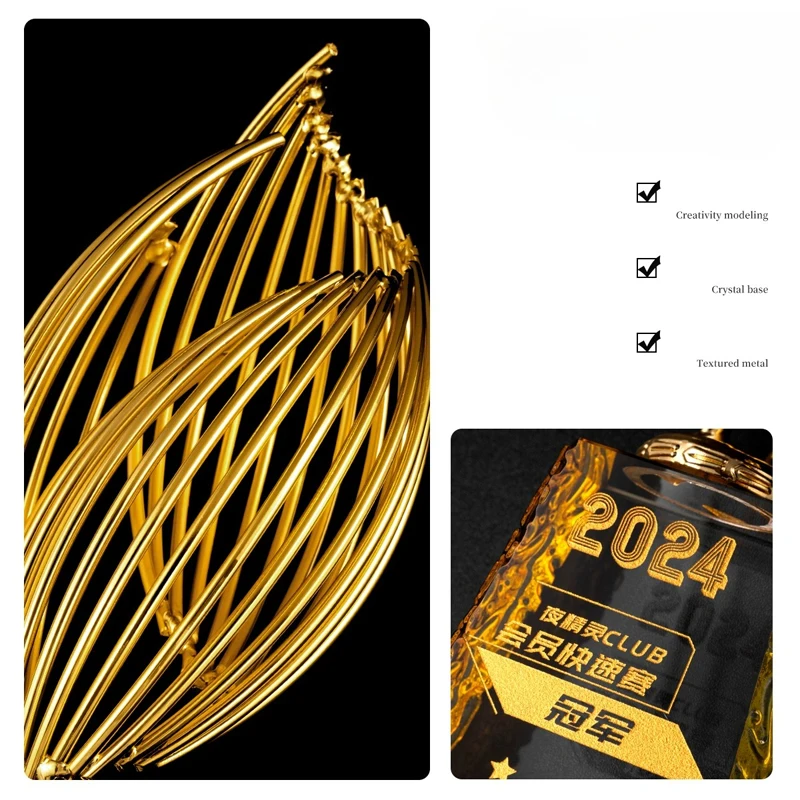 Customized Metal Crystal Trophy, High-end Basketball, Football, Billiards Competition Annual Meeting Award, Home Decoration, 1Pc