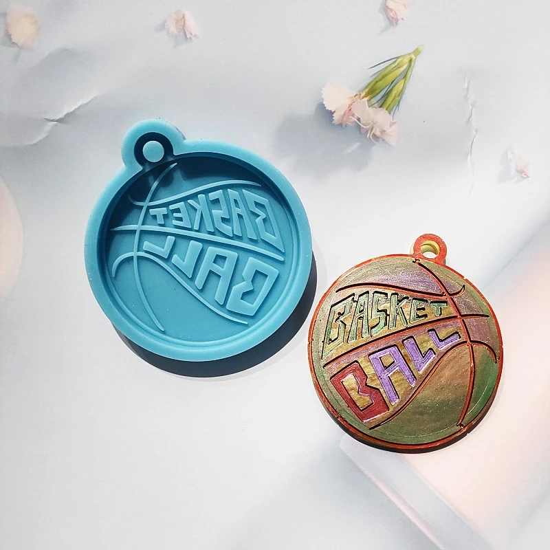 

Y51E Basketball Keychain Silicone Mold with Hole Keyring Pendant Handmade Mold Valentine's Day Birthday Gift Jewelry