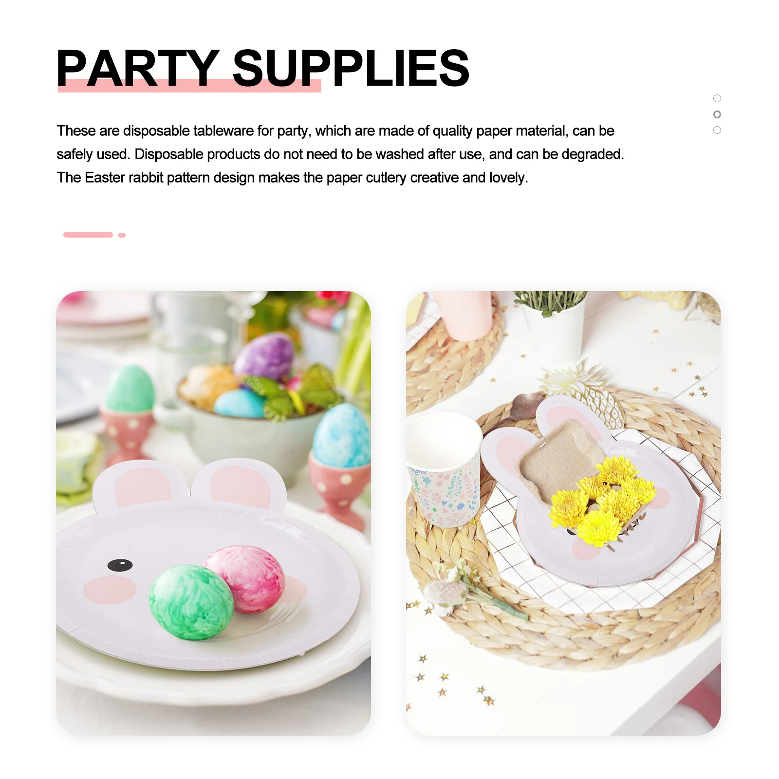 24 Pcs Rabbit Paper Plates Disposable Tableware Adorable Dinnerware Creative Easter Decorations Quality Cutlery Party Supplies