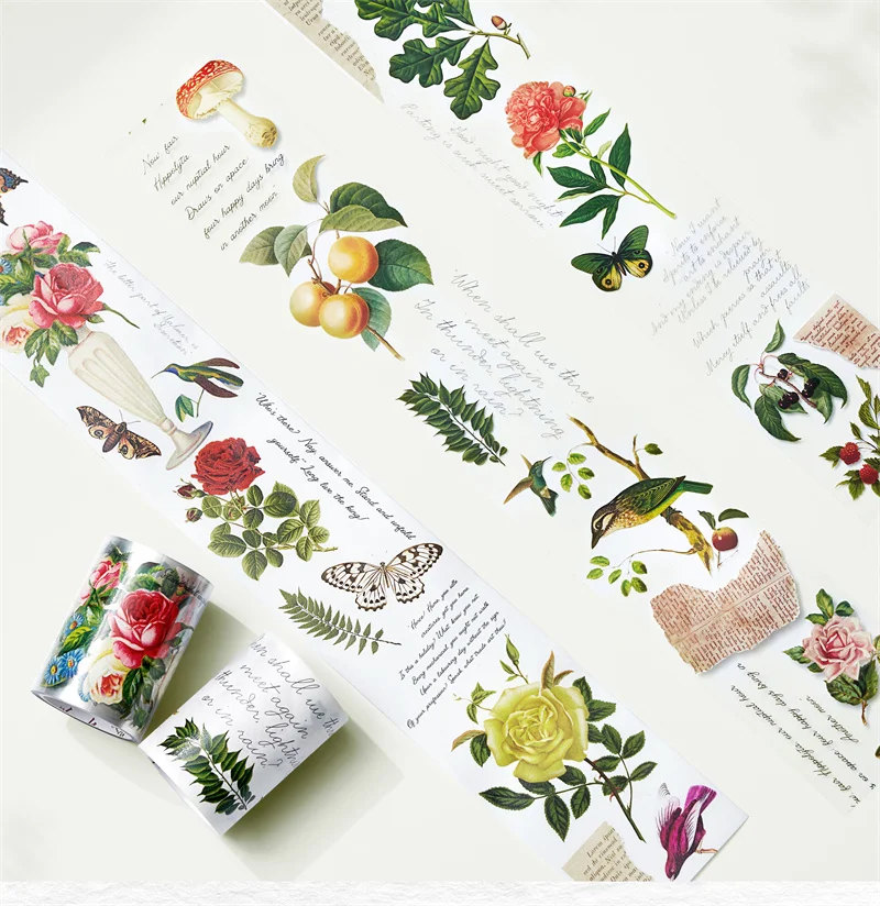 

6cmx5M WT Wide Washi Tape Romeo's Roses Wide Flower PET Tape Cinta Journals Scrapbooking Adhesive Roll Sticker