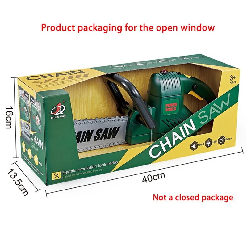 Children's chainsaw toys play house prank simulation chainsaw tools boy repair rotating chain simulation sound set birthday gift