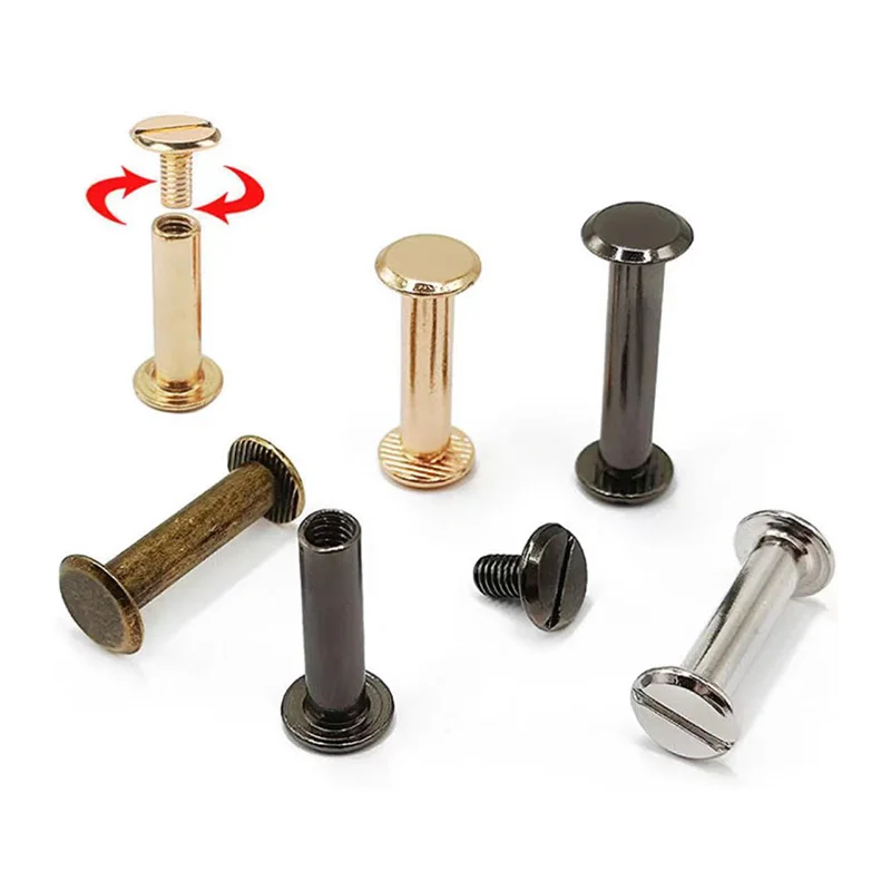 5/6/8/10mm Metal Leather Craft Solid Nail Bolt Bookkeeping Round Head Screws Strap Rivets Screw for Luggage Craft Clothes 10Sets metal rivets belt strap rivets leather rivets
