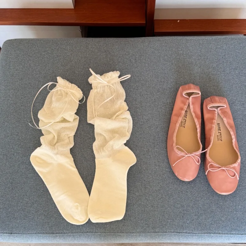 Cute Lolita Bow Socks JK Japanese Bandage Bowknot Kawaii Sock Women Sweet Girls Cotton Long Socks