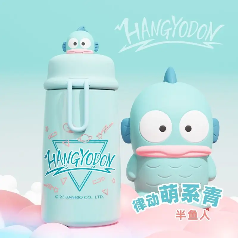 

320Ml Anime Kawaii Sanrio Hello Kitty Kuromi Hangyodon Thermos Cup Fashionable New Student Portable Bag Straight Drinking Cup