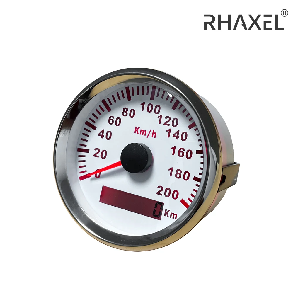

Спидометр с импульсным сигналом RHAXEL 85 мм, 0-120 км/ч 0-200 км/ч, манометр ODO для автомобилей, грузовиков, лодок с красной подсветкой