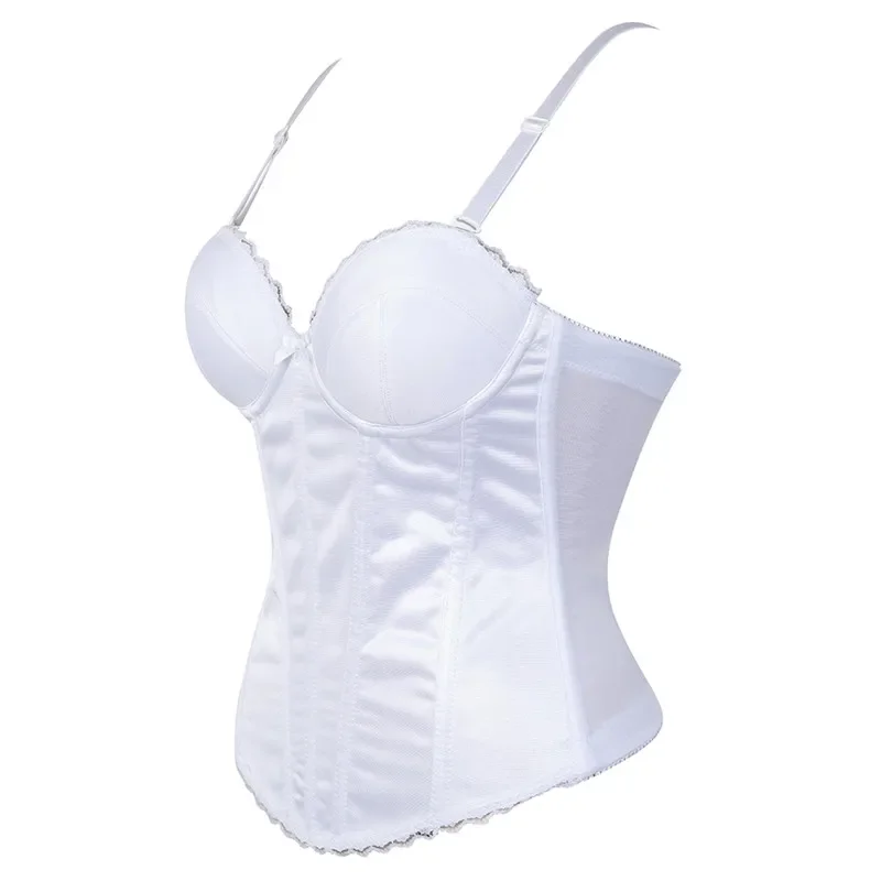

White Women Strap Corset Bustier Bridal Overbust Corsets Women Korset with Cup Lingerie Waist Slimming Cincher Corset Outfit