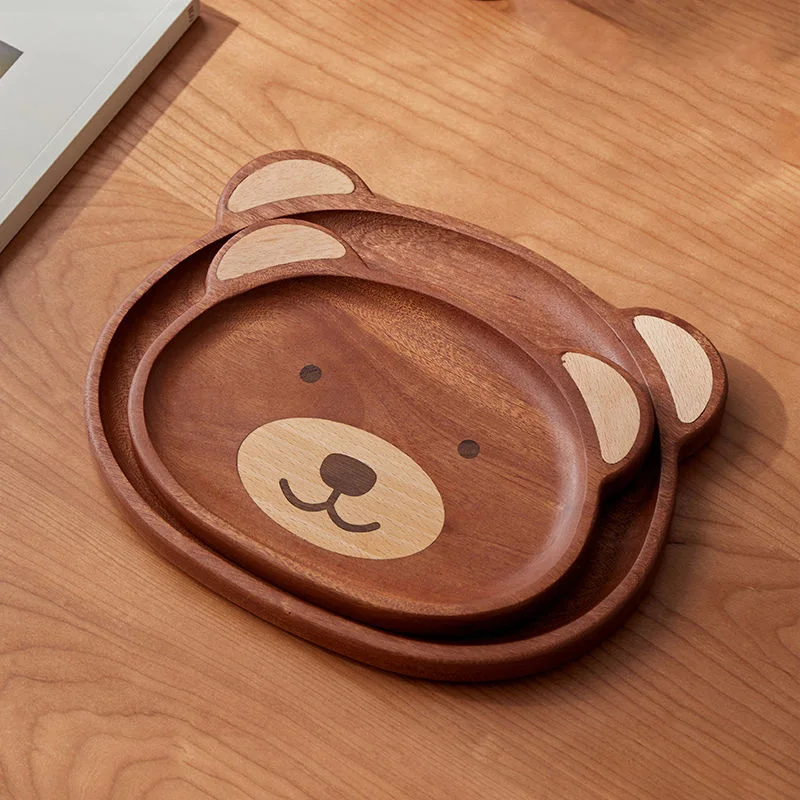 

Cute Bear Wooden Storage Tray for Serving Food Dessert Candy Fruit Snack Plate Hotel Home Service Tray Decorative Items Party