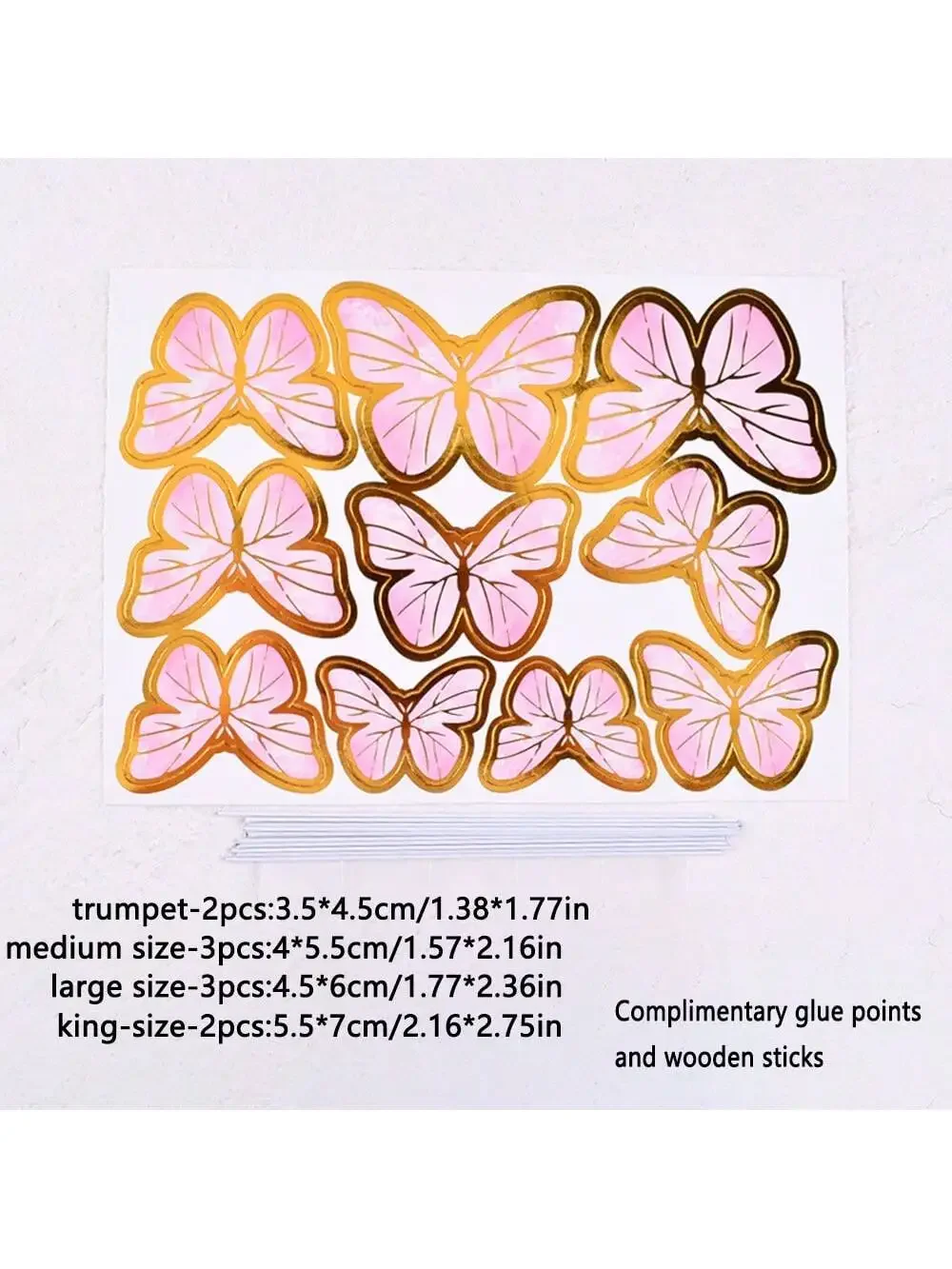 Rosa und lila Schmetterlings-Kuchenaufsätze, 11 Stück Cupcake-Topper, alles Gute zum Geburtstag, Metall-Gold-Topper für Damen-Partydekorationen – Detail 2