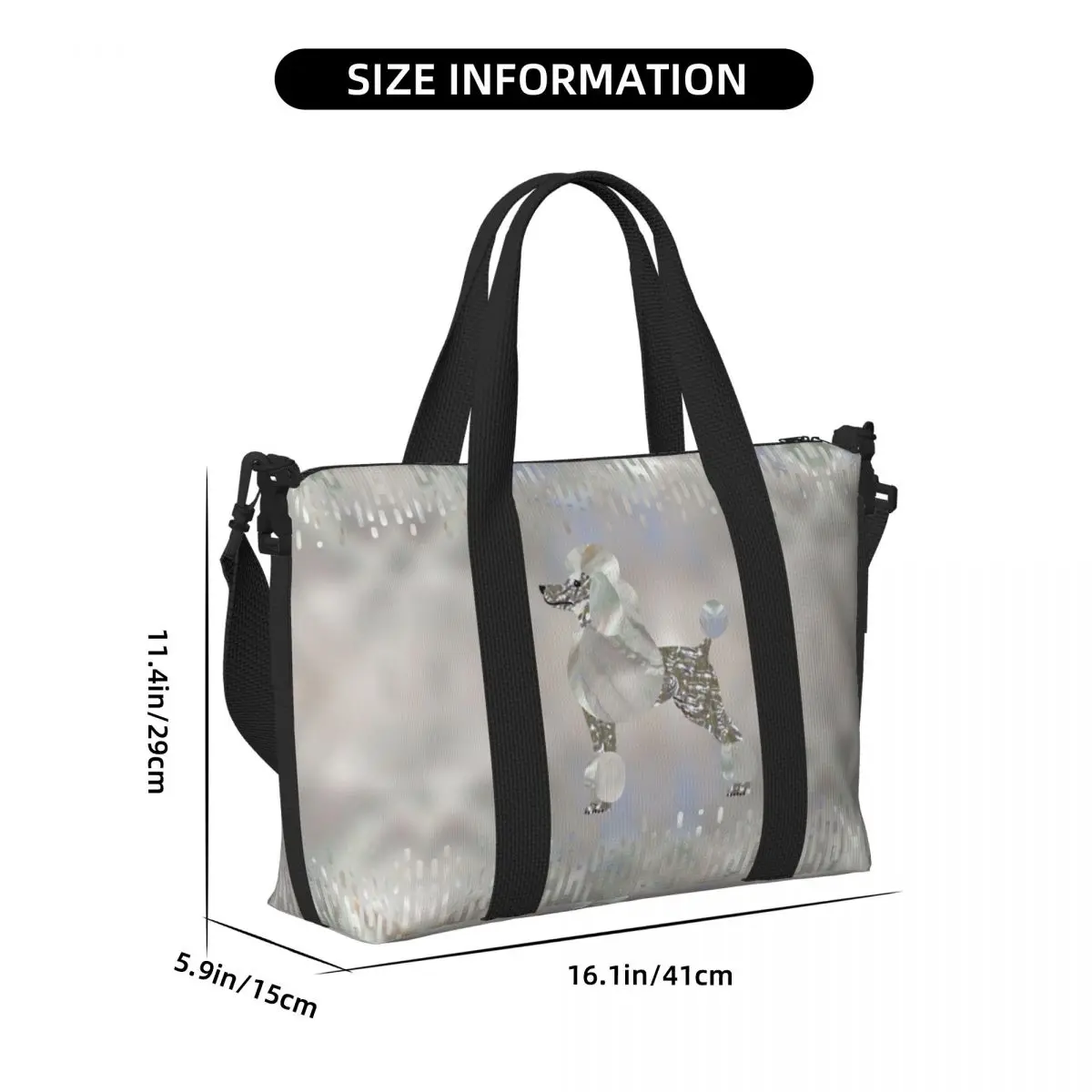 Luxury Pearl And Abalone Poodle Dog Grocery Tote Shopping Bag Women Big Capacity Pudel Caniche Beach Gym Travel Bags