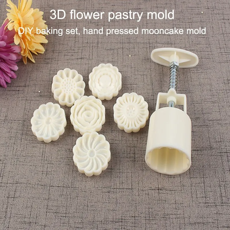 Mooncake Mold Mid-Autumn Festival Hand-Pressure Flower DIY Fondant Decoration Tools