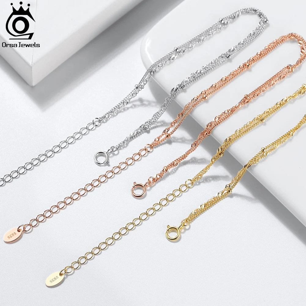 ORSA JEWELS 여성용 팔찌 더블 레이어 워터웨어 위성 체인 팔찌 우아함 쥬얼리 SB131