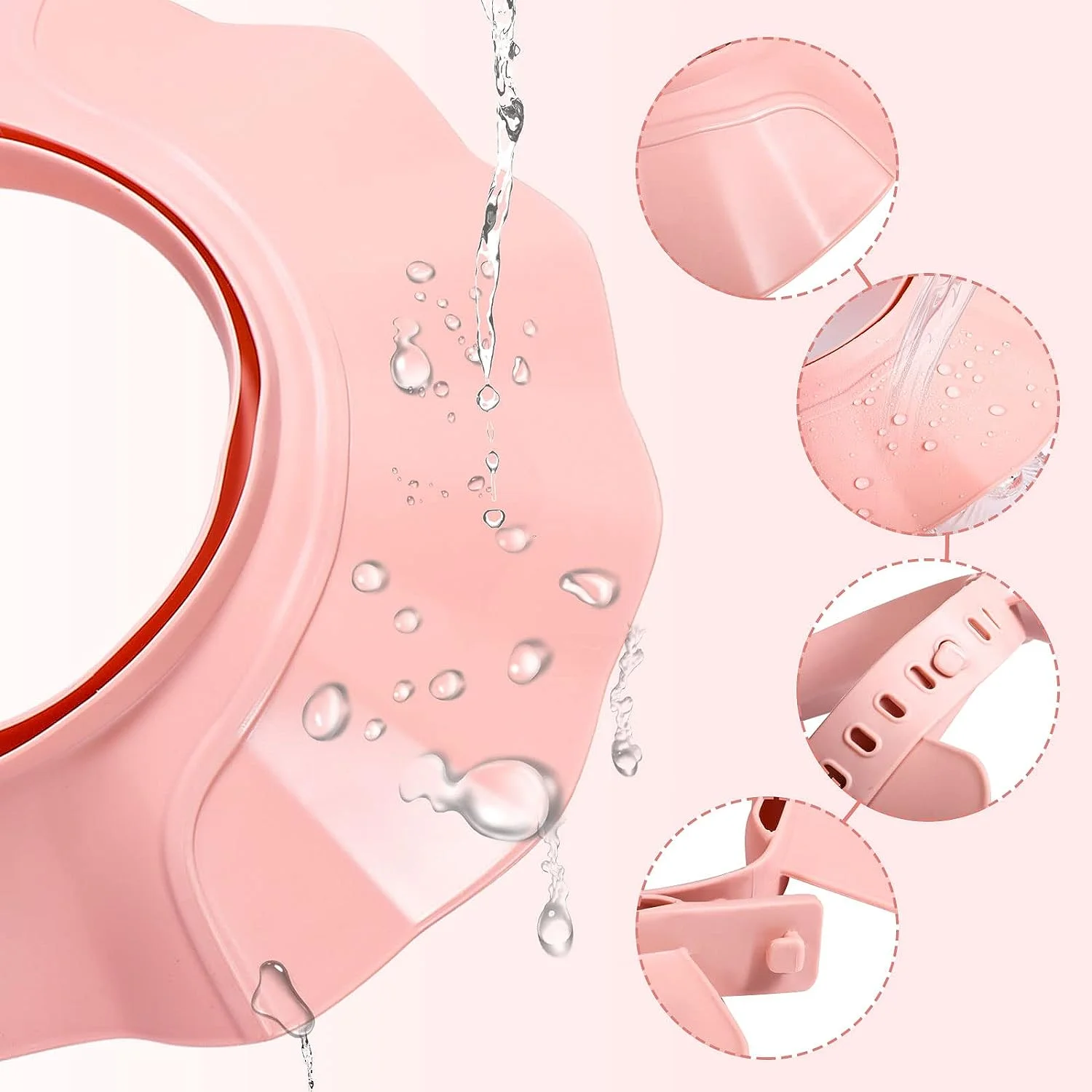 1pc Baby Adjustable Shower Cap Ear Protection Safe Shampoo Bathing Soft Hat Tpe Material Reusable Multi-Functional Sun Hat