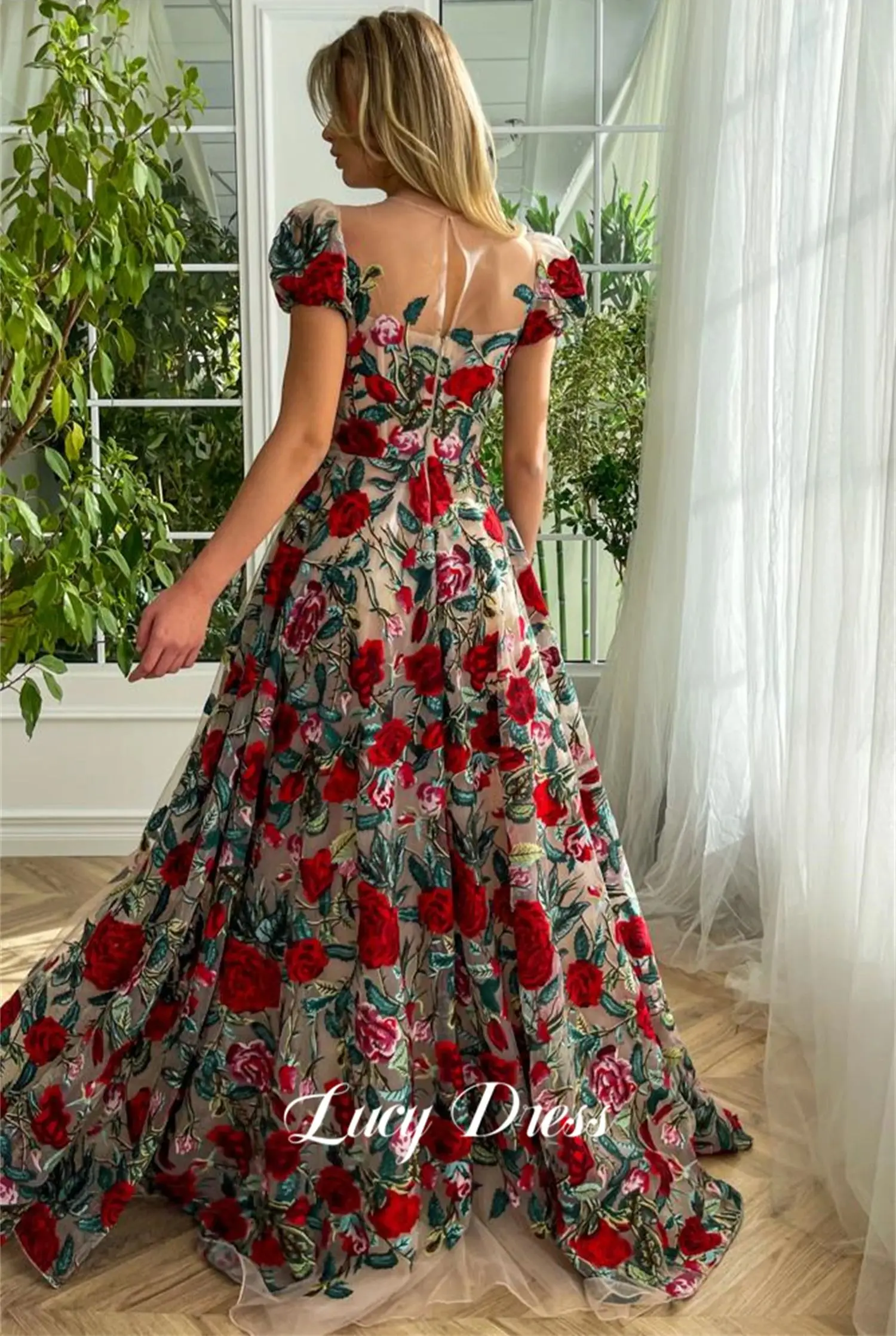 green emerald velvet dress Wildflower Romance Embroidered Maxi Dress main image 1