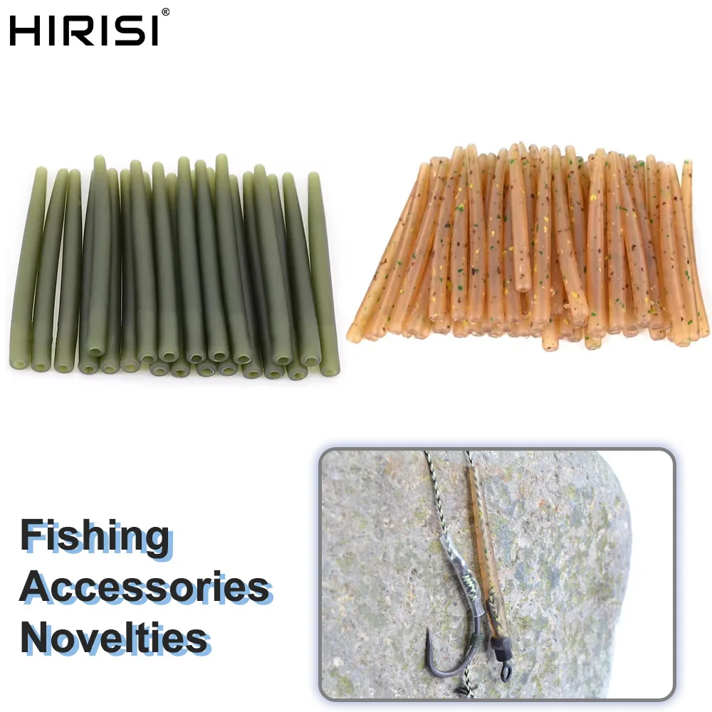 Hirisi 40pcs Carp Fishing Anti Tangle Sleeves Connect with Hook for Carp Fishing Terminal Tackle Camo/Green 2 Sizes