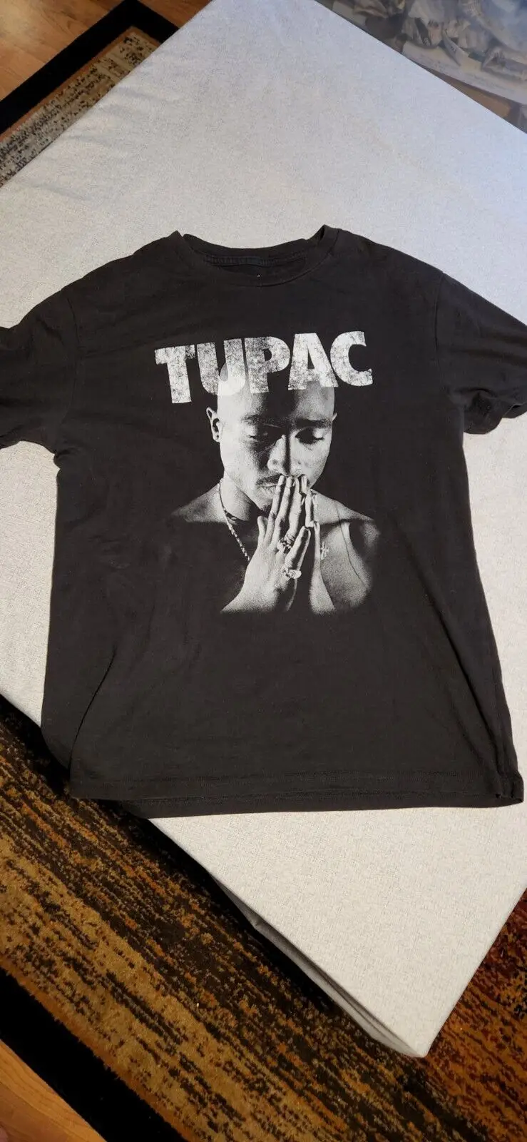 Tupac Shakur Maglietta Da Preghiera 2 Pac 90S Black Rap Mens Hip Hop Large L Maniche Lunghe