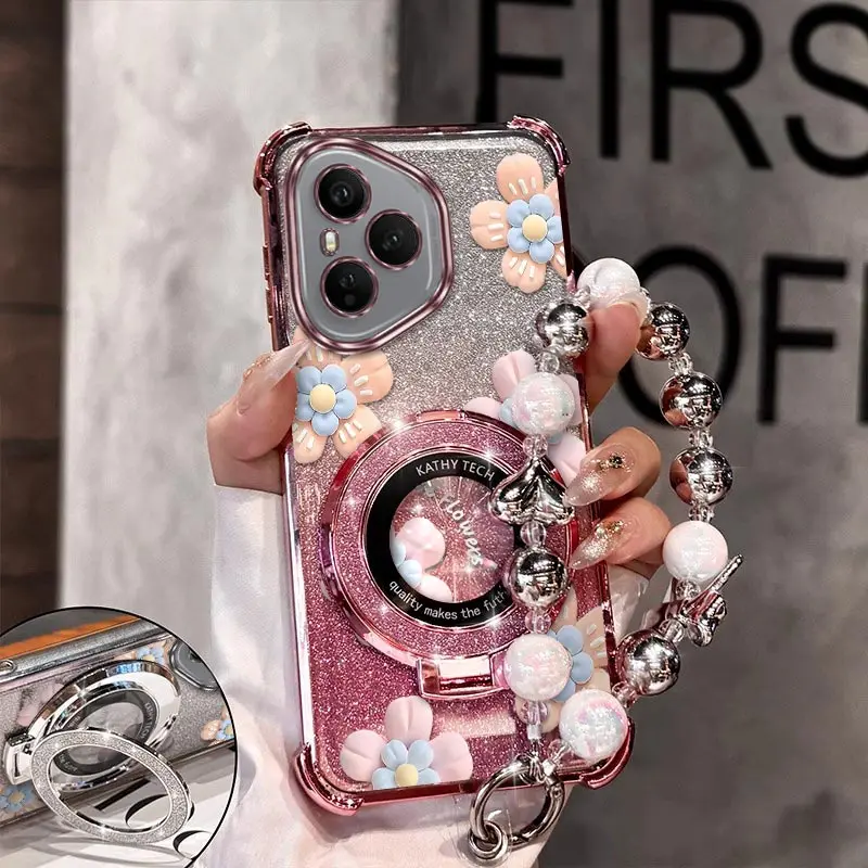 Decorative Flower Plating Bracelet Holder Phone Case Cover