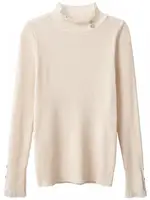 2025 Knitted Women Sweater O-neck Button Pullovers Spring Autumn Basic Sweaters for Female Pullover Slim Solid Bold Lace Tops - Image 6