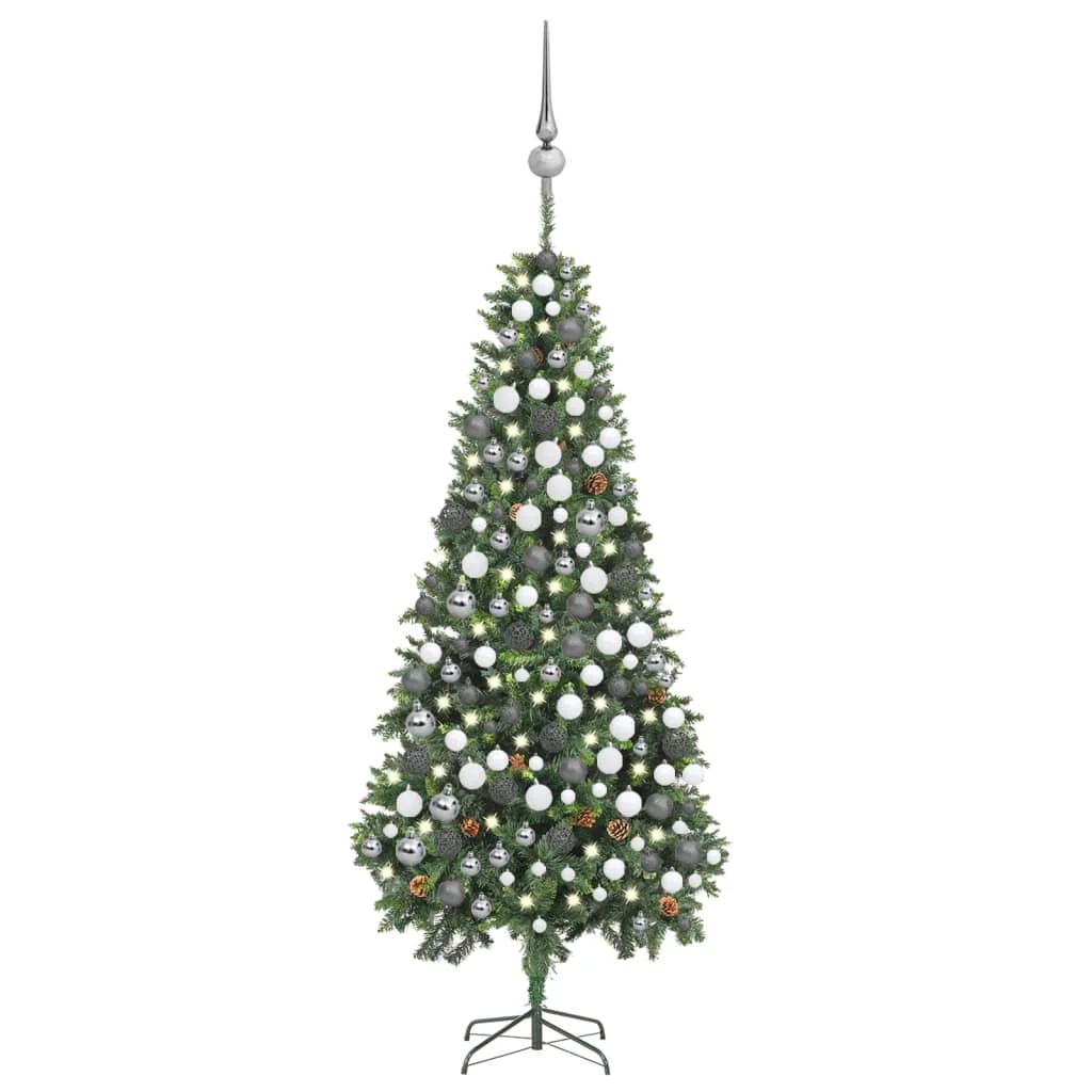 Albero Di Natale Artificiale A Led E Palline E Mele Di Pino 210 Cm