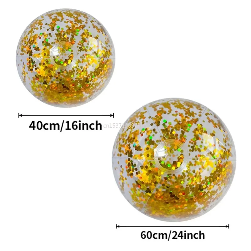 40/60cm Inflatable Glitter Beach Ball Summer Water Ball Sequin Beach Balls for Summer Swimming Pool Party Toys for Kids Adult 6