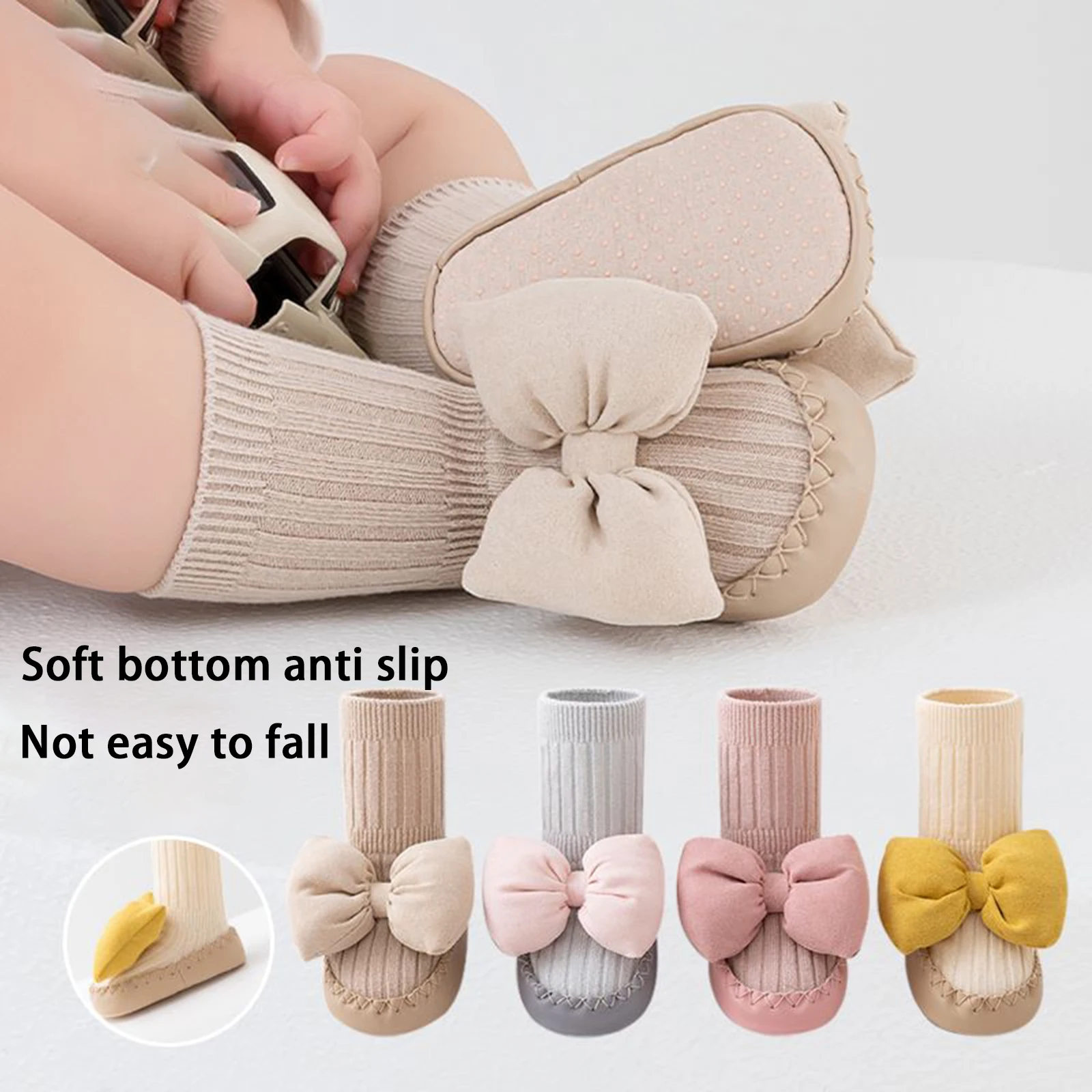 Baby Girl Princess Anti Slip Floor Shoes Socks Soft Non-slip Cute Bow Flats Warm Walking Shoes for Newborn Toddler First Walkers toddler shoes