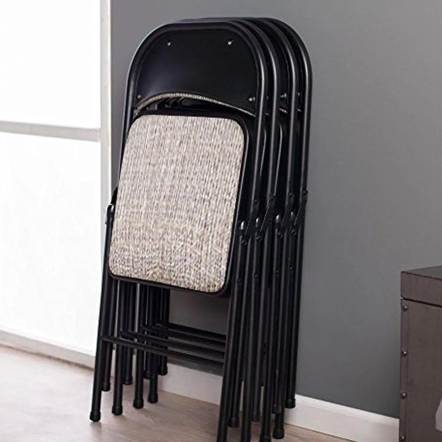 4 Pack Padded Folding Chairs, Cushioned Motif Fabric Foldable Chair, Cinnabar