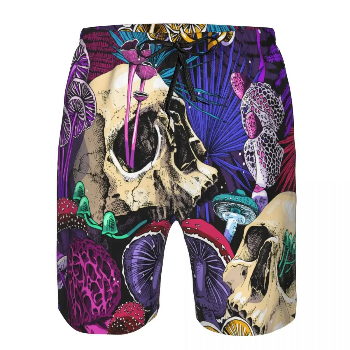 

Summer Men Swimwear Breathable Quick Dry Trunks Psychedelic Mushrooms And Skulls Beach Shorts for Running Training Surfing