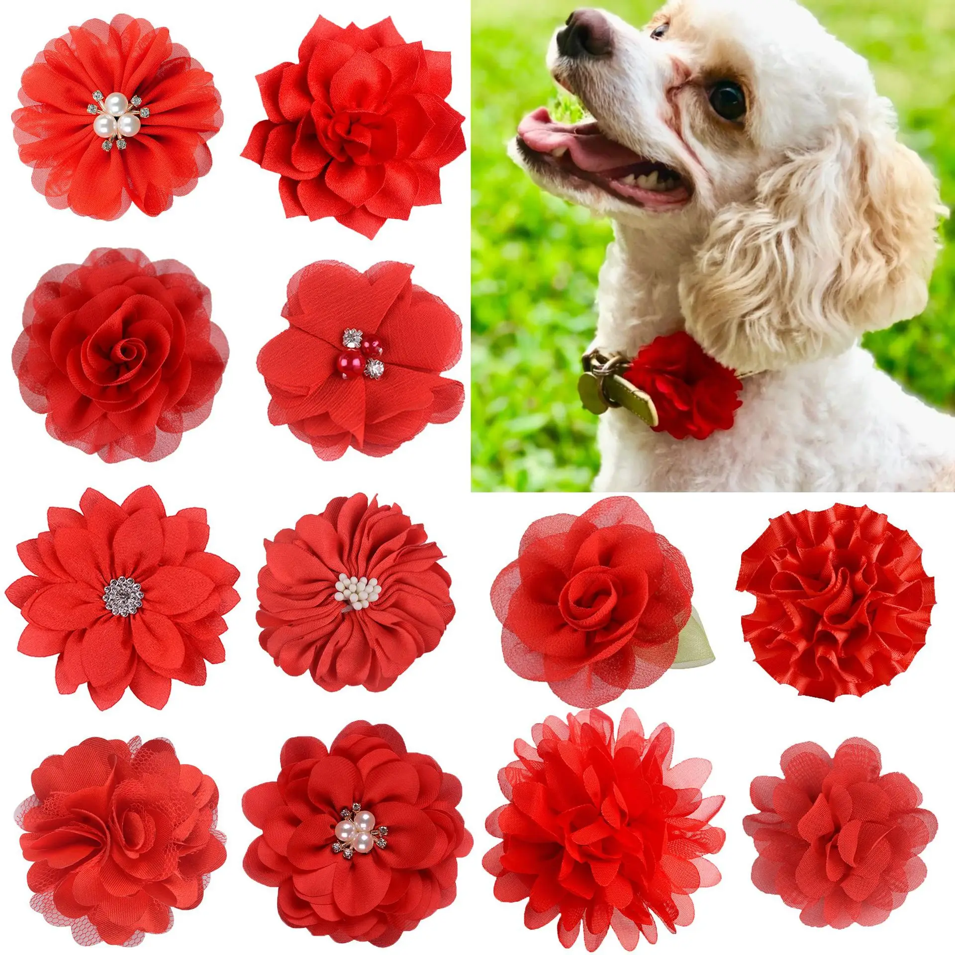 Title 2, 10PCS Handmake Pet Dog Bowtie Puppy Clolorful F...