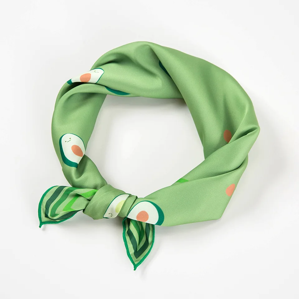 Bright Color Spring Summer Small Square Silk Scarf For Women Female Neck Scarfs Printed Lemon Hair Scarf Girls Kerchief 50X50CM 6
