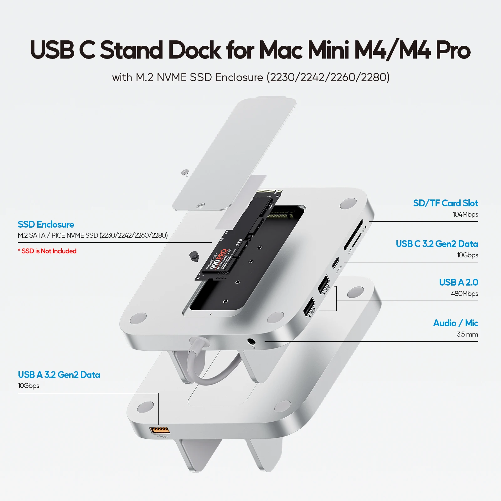Mac mini M4用 「PULWTOP 9」 + 2TB SSD PULWTOP Mac Mini M4 USB C Hub