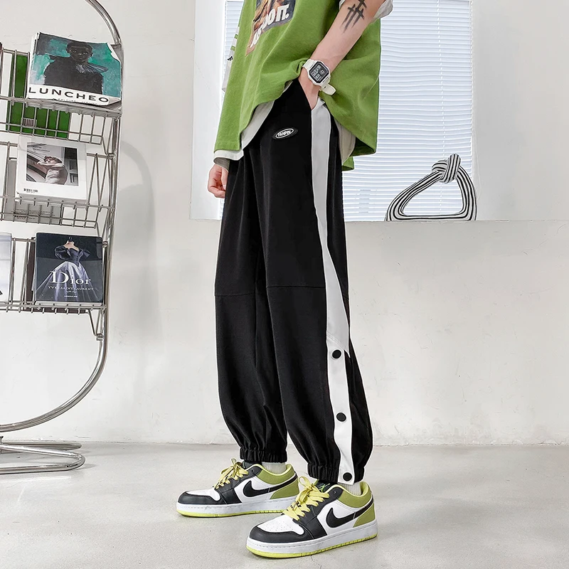 

2023 Autumn New Men's Large Ice Silk Leggings Cropped Pants