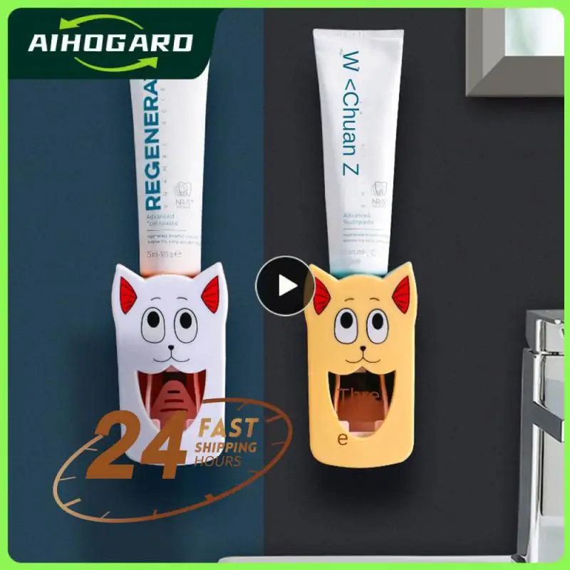 ที่บีบยาสีฟันสำหรับเด็กที่วางยาสีฟันแบบอัตโนมัติอุปกรณ์ในห้องน้ำแบบกดติดผนัง 1