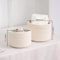 Handmade Woven Cotton Rope Storage Basket Cosmetics Jewelry Desktop Storaging Keys Snacks Box Sundries Organizer 4