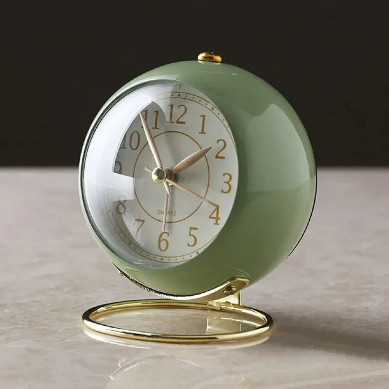 Light Alarm Clock with Night Light Silent for Bedroom Decoration Small Quartz Circular Morning Clocks Office Table Desk Children
