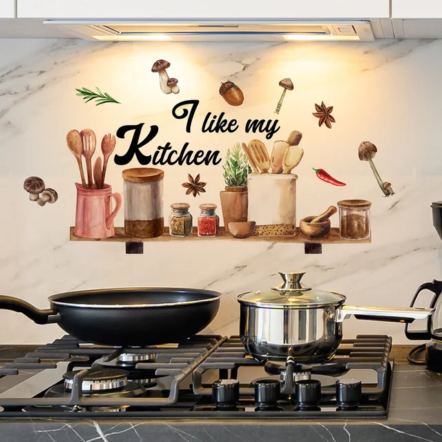 Wall Stickers Removable Waterproof Wall Decals Hand Painted PVC Wall Posters Dining Room Decoration Kitchen Decor 1