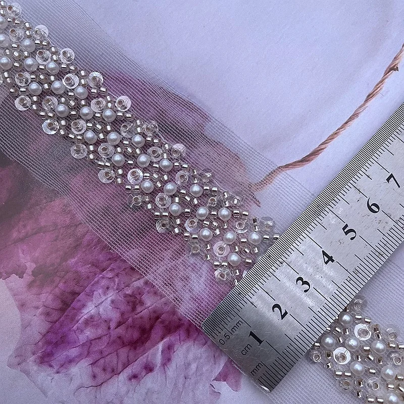 1 Yard Pearl Beaded Trim Bridal Lace Ribbon Embroidered Beads Applique Trim  Straps for Crafts Sewing Wedding Dress DIY Fabric - AliExpress 15