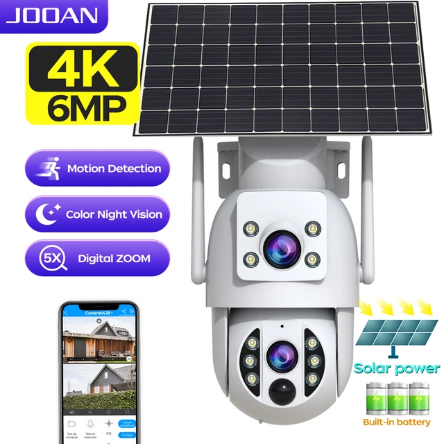 JOOAN 4K caméra de sécurité solaire sans fil extérieure double objectif caméra IP solaire PIR détection humaine Vision nocturne batterie caméra de vidéosurveillance 1