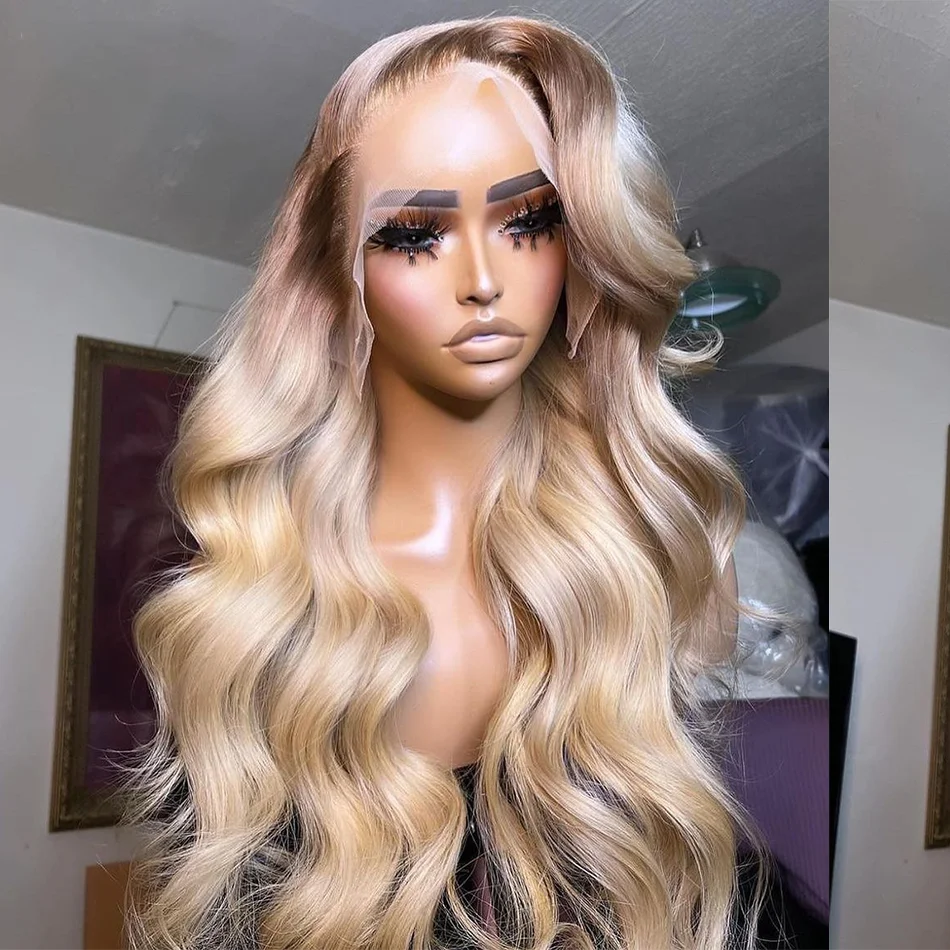 

Natural Hairline Ombre Blonde 613 Soft 26“Long Body Wave 180Density Lace Front Wig for Women BabyHair Glueless Preplucked Daily