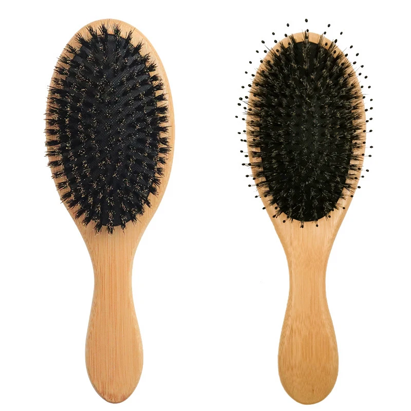 Natürliche Wildschwein borsten Haar bürste Massage kamm anti statische Haar Kopfhaut Paddel bürste Buche Holzgriff Haar bürste Kamm Styling-Tool – Detail 12