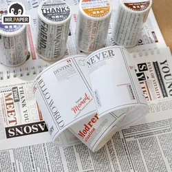 Mr.paper-Ruban adhésif décoratif, 6 styles, 1 rouleau, washi tape, phrase anglaise simple, niche de personnalité, compte à main
