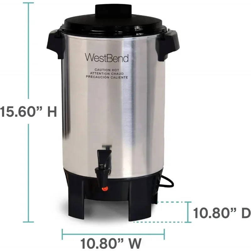 QWWest Bend 58030 Commercial Coffee Urn and Beverage Dispenser with Automatic Temperature Control,30 Cup,Polished Aluminum,Silve 6